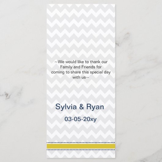 ネイビーとイエローヒトデのビーチ結婚式文具 メニュー (裏面)