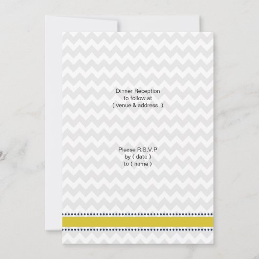 ネイビーとイエローヒトデのビーチ結婚式文具 招待状 (裏面)