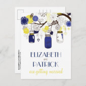 ネイビーとイエローメイソンのJars日付のはがきを保存 案内ポストカード (正面/裏面)