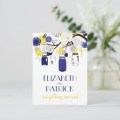 ネイビーとイエローメイソンのJars日付のはがきを保存 案内ポストカード (スタンド正面)