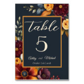 ネイビーとイエロー秋ワイルドフラー結婚ズ テーブルナンバー (正面)