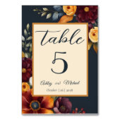 ネイビーとイエロー秋ワイルドフラー結婚ズ テーブルナンバー (裏面)