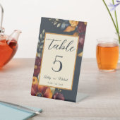 ネイビーとイエロー秋ワイルドフラー結婚ズ 台座サイン (インサイチュ)