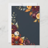 ネイビーとイエロー秋ワイルドフラー結婚ズ 招待状 (裏面)