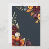 ネイビーとイエロー秋ワイルドフラー結婚ズ 招待状 (裏面)