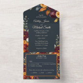 ネイビーとイエロー秋野花 オールインワン招待状 (内側)