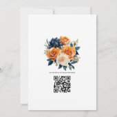 ネイビーとオレンジのフローラ結婚ズ 招待状 (裏面)