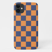 ネイビーとオレンジの市松模様 チェッカーパターン Case-Mate iPhoneケース (裏面)