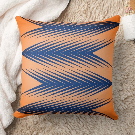 ネイビーとオレンジの幾何学的装飾用クッション クッション (ブランケット)