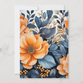ネイビーとオレンジウォーターのカラーフローラブライダルシャワー 招待状 (裏面)
