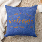 ネイビーとカッパーのモダンなオーダーメイドネーム入り枕 クッション (ブランケット)
