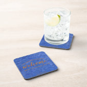 ネイビーとカッパーのモダンな名入れデザイン コースター (右側)