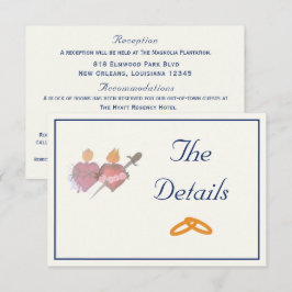 ネイビーとクリームのツーハーツ カトリック 結婚式 エンクロージャーカード