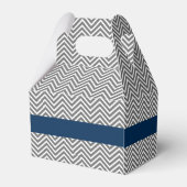 ネイビーとグレーのシェブロン模様モノグラム結婚ズ フェイバーボックス (裏面サイド)