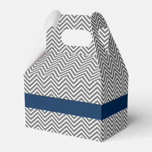 ネイビーとグレーのシェブロン模様モノグラム結婚ズ フェイバーボックス (裏面サイド)