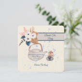 ネイビーとコーラルの結婚式前パーティー招待状 招待状 (スタンド正面)