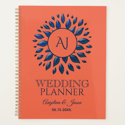 ネイビーとコーラルの結婚式 プランナー手帳 (正面)