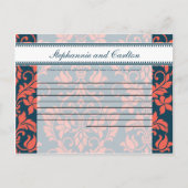 ネイビーとコーラルダマスク結婚式の書き込み可能アドバイスカード アドバイスカード (正面)