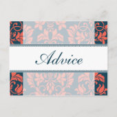 ネイビーとコーラルダマスク結婚式の書き込み可能アドバイスカード アドバイスカード (裏面)