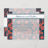 ネイビーとコーラルダマスク結婚式の書き込み可能アドバイスカード アドバイスカード (正面/裏面)