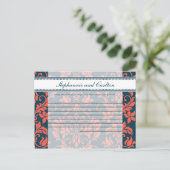 ネイビーとコーラルダマスク結婚式の書き込み可能アドバイスカード アドバイスカード (スタンド正面)