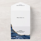 ネイビーとゴールドのアゲート オールインワン招待状 (外側)