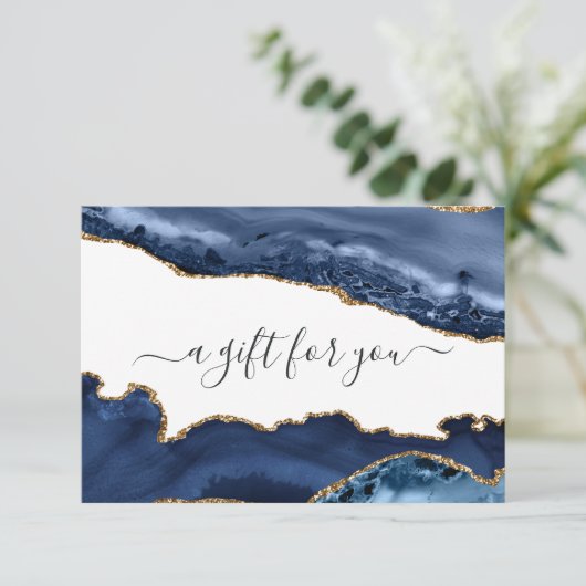 ネイビーとゴールドのアゲート ギフト券 (スタンド正面)