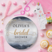 ネイビーとゴールドのウェディングシャワーの紙皿 ペーパープレート (パーティー)