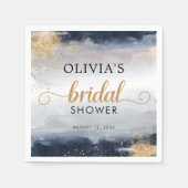 ネイビーとゴールドのウェディングシャワーペーパーナプキン スタンダードカクテルナプキン (正面)