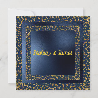 ネイビーとゴールドのエレガンスが光るエンゲージメント招待状 招待状