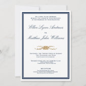 ネイビーとゴールドのエレガントなミニマルウェディング 招待状 (正面)