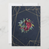 ネイビーとゴールドのエレガントな花の結婚式 招待状 (裏面)