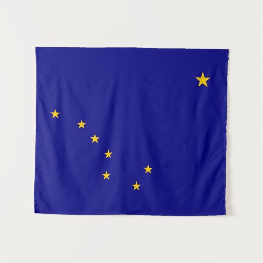 ネイビーとゴールドのビッグディッパーと北極星のアラスカ タペストリー (正面(横))