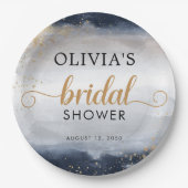 ネイビーとゴールドのブライダルシャワーの紙皿 ペーパープレート (正面)