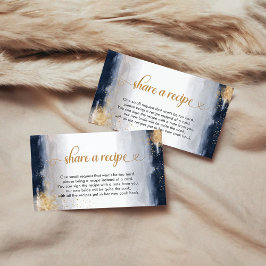 ネイビーとゴールドのブライダルシャワーレシピリクエストカード エンクロージャーカード
