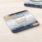 ネイビーとゴールドのブライダルシャワー用コースター コースター (左側)