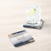 ネイビーとゴールドのブライダルシャワー ドリンクコースター (右側)