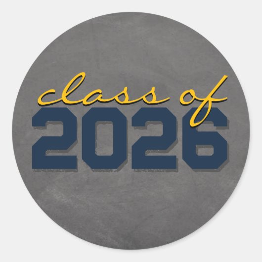 ネイビーとゴールドのブラックボード卒業ステッカー ラウンドシール (正面)