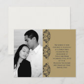 ネイビーとゴールドのマスカレード ウェディングエンゲージメント 招待状 (正面/裏面)