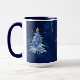 ネイビーとゴールドの上品なクリスマスツリー オーダーメイド マグカップ