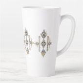 ネイビーとゴールドの抽象的対称デザイン コーヒーマグ カフェラテマグ (右)