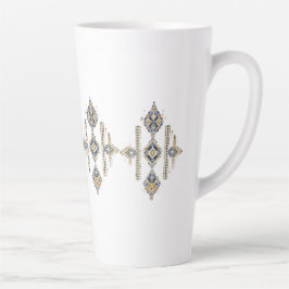 ネイビーとゴールドの抽象的対称デザイン コーヒーマグ カフェラテマグ
