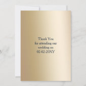 ネイビーとゴールドの水彩花のウェディング 招待状 (裏面)