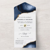 ネイビーとゴールドの瑪瑙が一つになった招待状 オールインワン招待状 (内側)