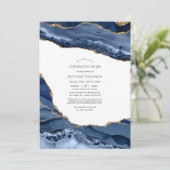 ネイビーとゴールドの瑪瑙ライフセレブレーション 招待状 (スタンド正面)