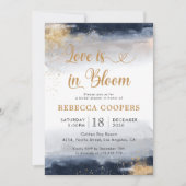 ネイビーとゴールドの結婚前お茶会招待状 招待状 (正面)