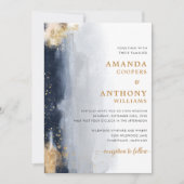 ネイビーとゴールドの結婚式招待状 招待状 (正面)