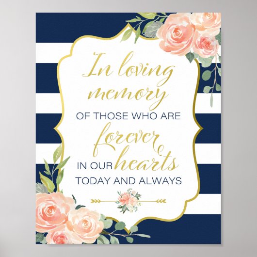 ネイビーとゴールドの結婚式看板 | ブライダルシャワー看板 ポスター (正面)