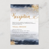 ネイビーとゴールドの結婚式 披露宴 受付カード エンクロージャーカード (正面)