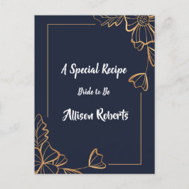 ネイビーとゴールドの花柄の ブライズシャワー ポストカード